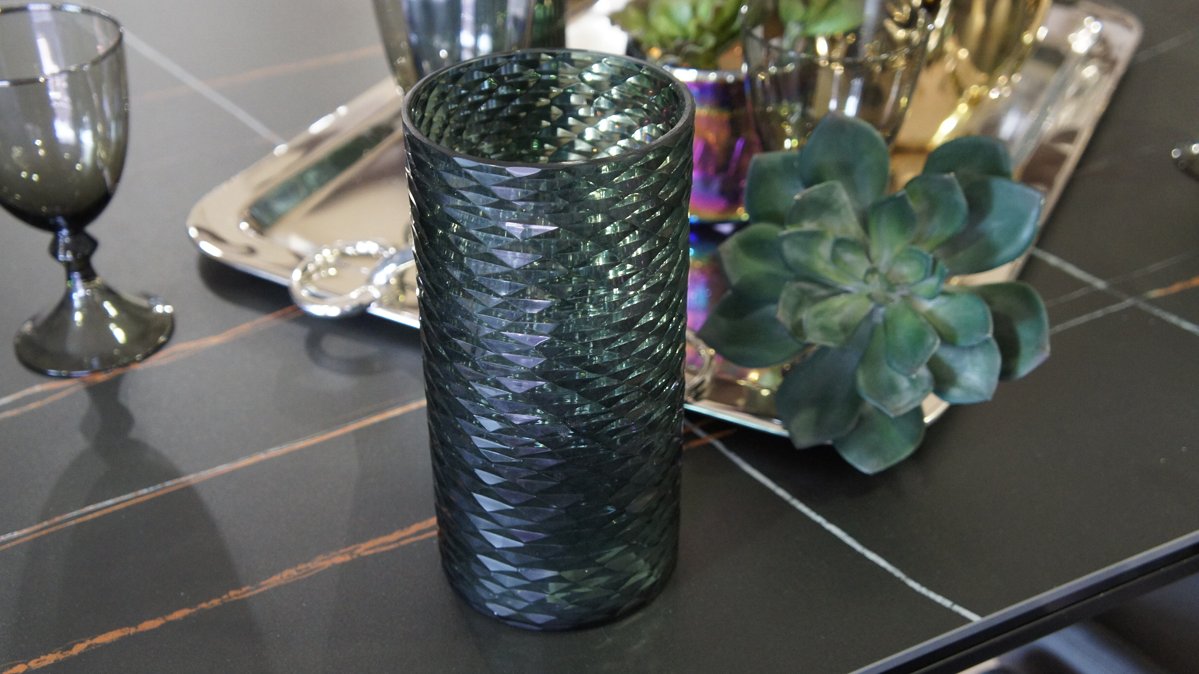 Ваза для цветов Smokey Emerald Stripes SB01-A201-10